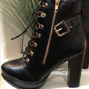 Black Combat Bootie (Platform Heel)